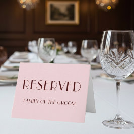Reserverat platskort för Maron och blek rosa bröll Kort