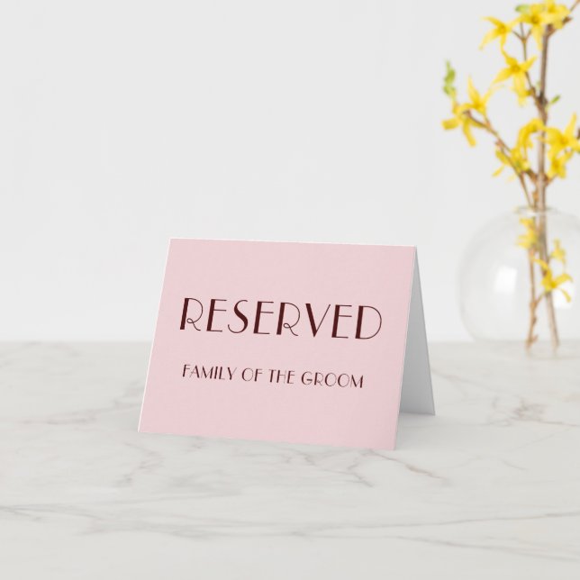 Reserverat platskort för Maron och blek rosa bröll Kort (Gul blomma)