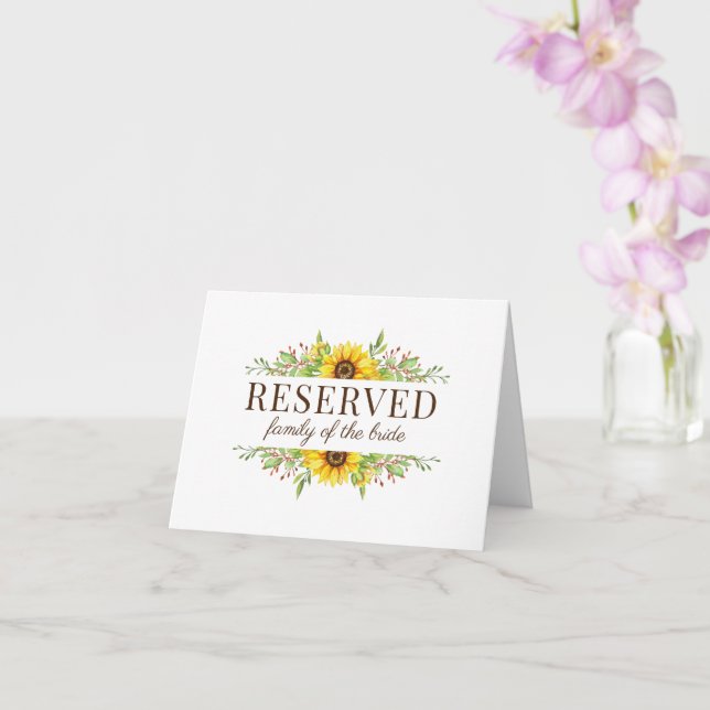 Reserverat platskort för solblommor bröllop kort (Orkide)