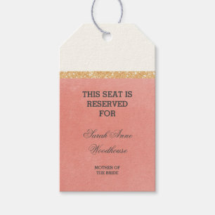 Reserverat säte för Faux Guld Glitter Rosa Bröllop Presentetikett