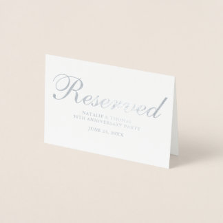 Reserverat Silver Foil-årsjubileum Party Bord-kort Folierat Kort