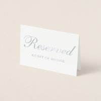 Reserverat Silver Foil Speciell Guest Bord-kort