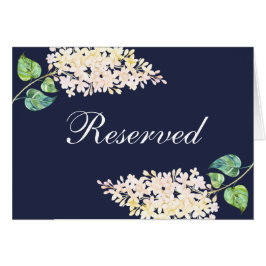 Reserverat tecken för bröllop. Vit lilax-blommigt OBS Kort