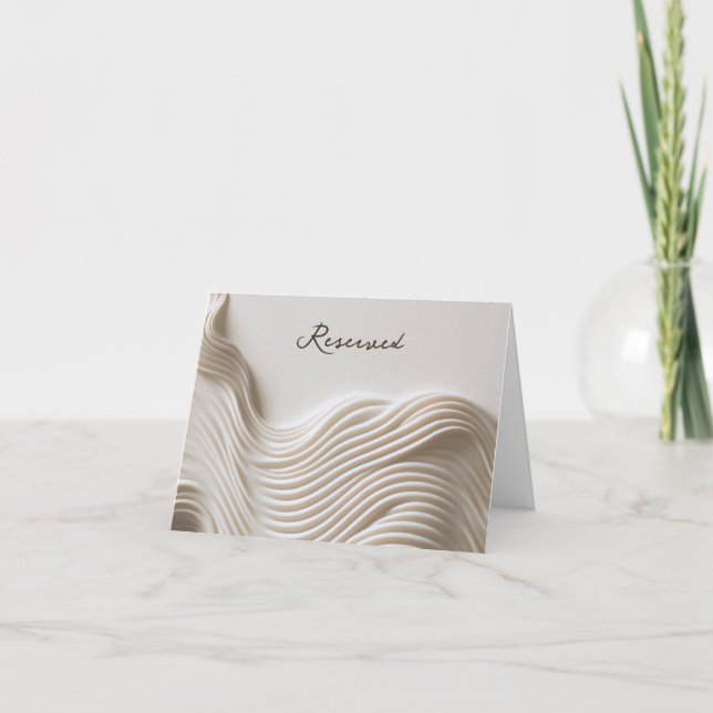 Reserverat tecken för elegant kräm vit bröllop inbjudan (Framsida)