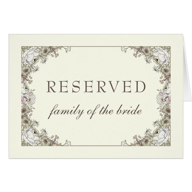 Reserverat tecken för Teckning blommigt elfenben v Hälsningskort (Framsidan Horizontal)