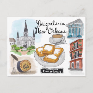 Reseskiss - vykort: Beignets i New Orleans Vykort