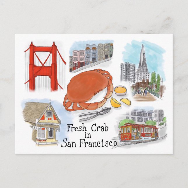 Reseskiss - vykort: Crab i San Francisco Vykort (Framsida)