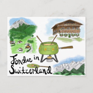 Reseskiss - vykort: Fondue i Schweiz Vykort