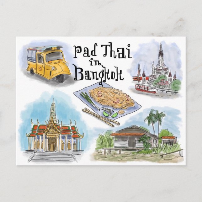 Reseskiss - vykort: Pad Thai i Bangkok Vykort (Framsida)