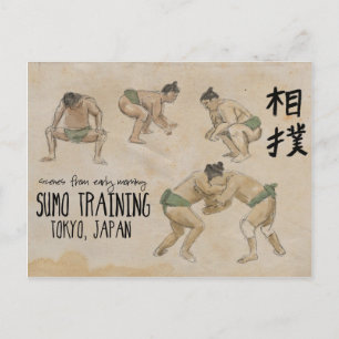 Reseskiss - vykort: Sumo Training Tokyo Japan Vykort