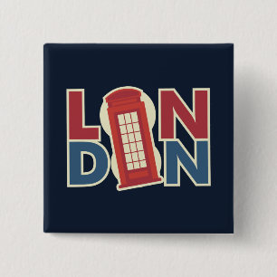 Resestäder London Blå Röd Telefonkiosk Knapp