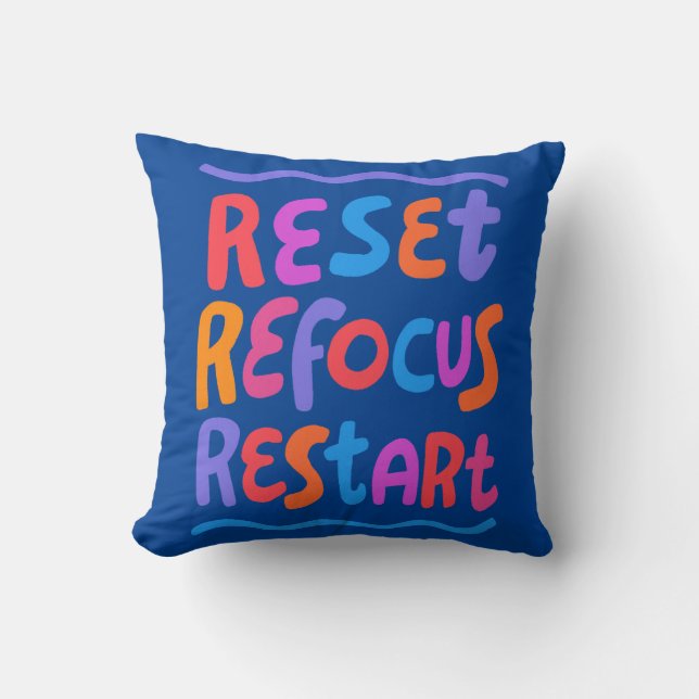 RESET REFOCUS RESTART Cheerful Roligt Bubble Brev Kudde (Framsida)