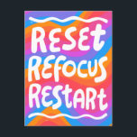 RESET REFOCUS RESTART Roligt Bubble Brev INSPO Vykort<br><div class="desc">Hand skapade konst åt dig! Anpassa med egen text eller ändra färg. Kolla min butik för mycket mer färg och design eller säg till mig om du vill ha något anpassningsbar!</div>