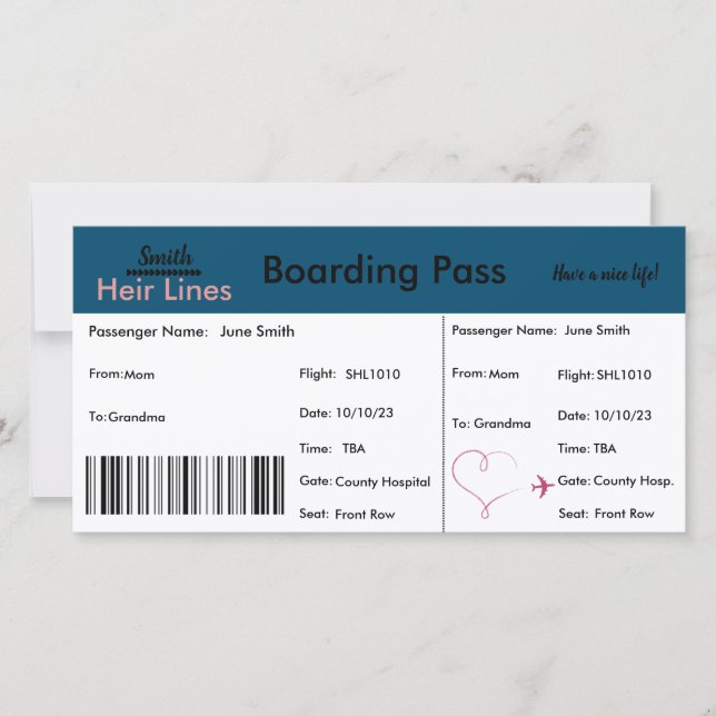 Resetecken för gravidens meddelandekort tack kort (Framsida)