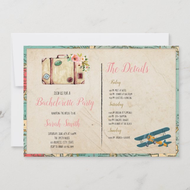 Resetema bachelorette med party från Italien Inbjudningar (Framsida)