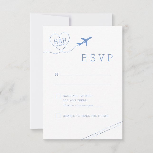 Resetema Blue Airplane Heart Minimalist OSA Kort (Framsida)