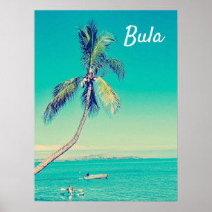 Resetryck för Fiji-tropisk bula handflatan träd Poster