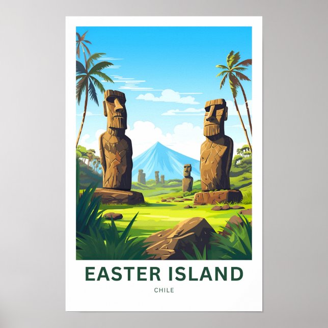 Reseutskrift för Påsk Island Chile Poster (Framsidan)