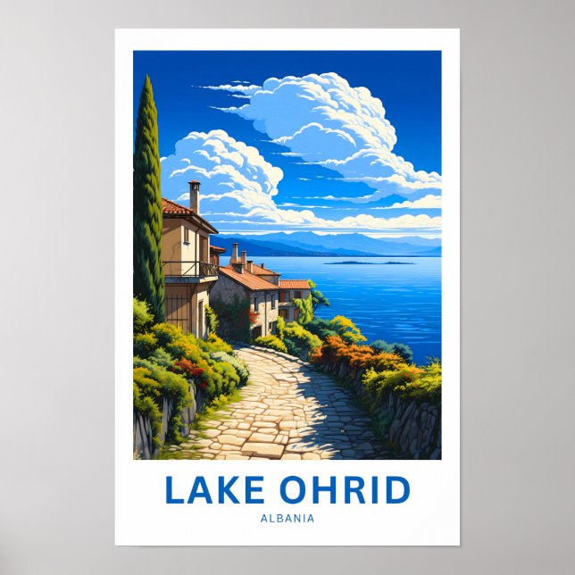 Reseutskrift för Sjö Ohrid Albanien Poster (Framsidan)