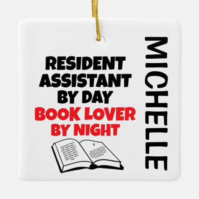 Resident Assistant kärlek Reading ANPASSNINGSBAR Julgransprydnad Keramik (Framsida)