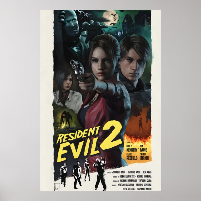 Resident Evil 2 remake-affisch Retro filmkonst Poster (Framsidan)