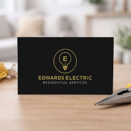 Residential Electrician Minimal Logo Black Visitkort