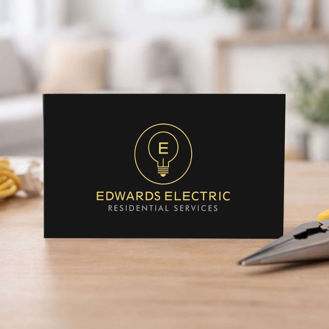 Residential Electrician Minimal Logo Black Visitkort (Skapare uppladdad)