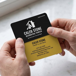 Residential Painter Bold Mustard Yellow and Black Visitkort