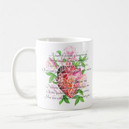 Resilience & Bloom - Mosaic Heart med Dikt Kaffemugg