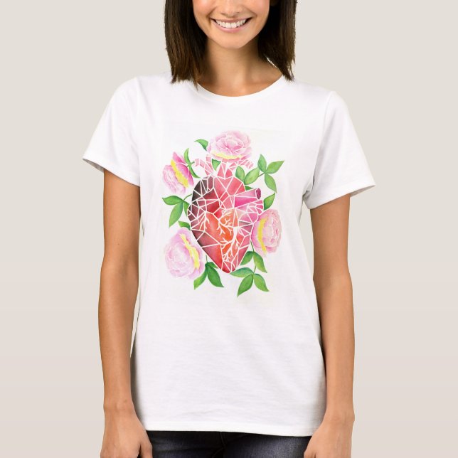 Resilience & Bloom - Mosaic Heart med Dikt T Shirt (Framsida)