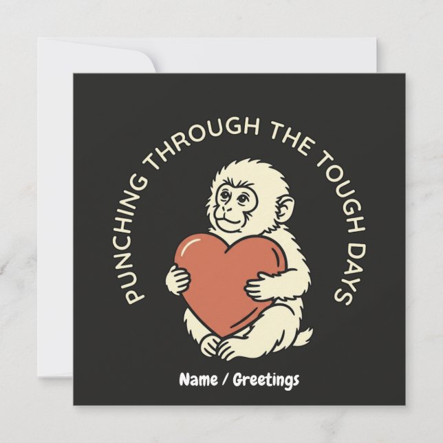 Resilient Baby Monkey & Heart Punching Through  Inbjudningar (Framsida)