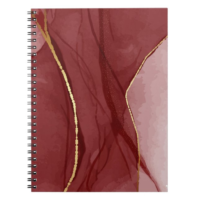 Resin art, mörk red marsala abstrakt-bakgrund. E Anteckningsbok (Framsidan)