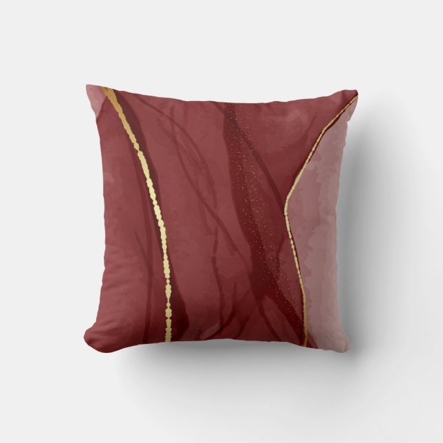 Resin art, mörk red marsala abstrakt bakgrund. E Kudde (Framsida)