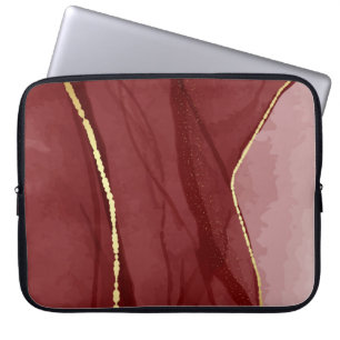 Resin art, mörk red marsala abstrakt-bakgrund. E Laptop Fodral