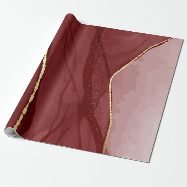 Resin art, mörk red marsala abstrakt-bakgrund. E Presentpapper (Utrullad)