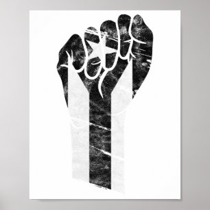 Resist Black Puerto Rico Flagga Resiste Fist Puño Poster