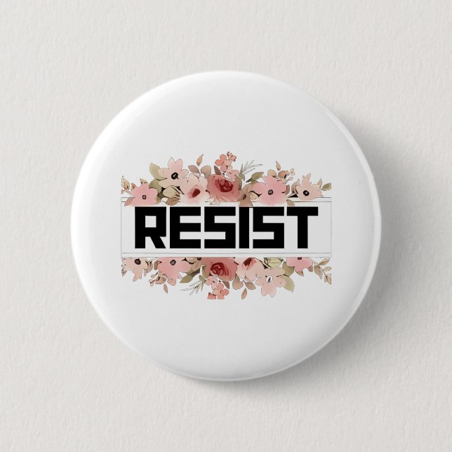 RESIST Blommigt Anti Trump Policy Protest Knapp (Framsida)