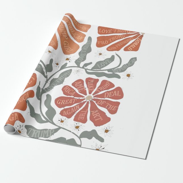 RESIST Blommigt Anti Trump Policy Protest Presentpapper (Utrullad)