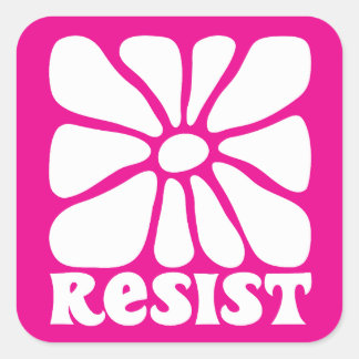 RESIST-dekal med fredlig blomdesign Fyrkantigt Klistermärke