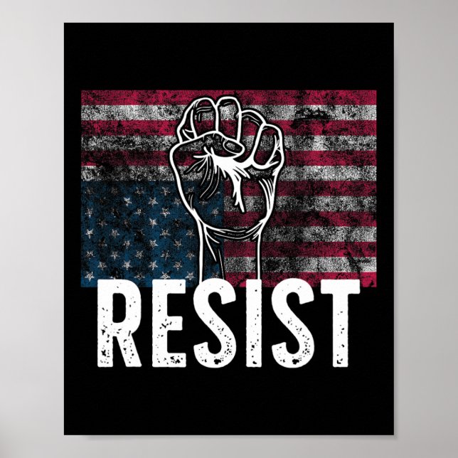 Resist Distressed Upside Down American Flag Usa  Poster (Framsidan)