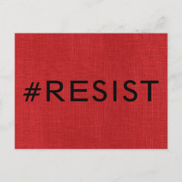 #Resist, fet svart text på Red Linen Photo Vykort