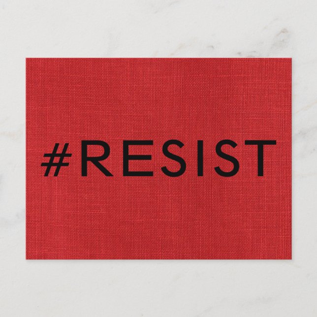#Resist, fet svart text på Red Linen Photo Vykort (Framsida)