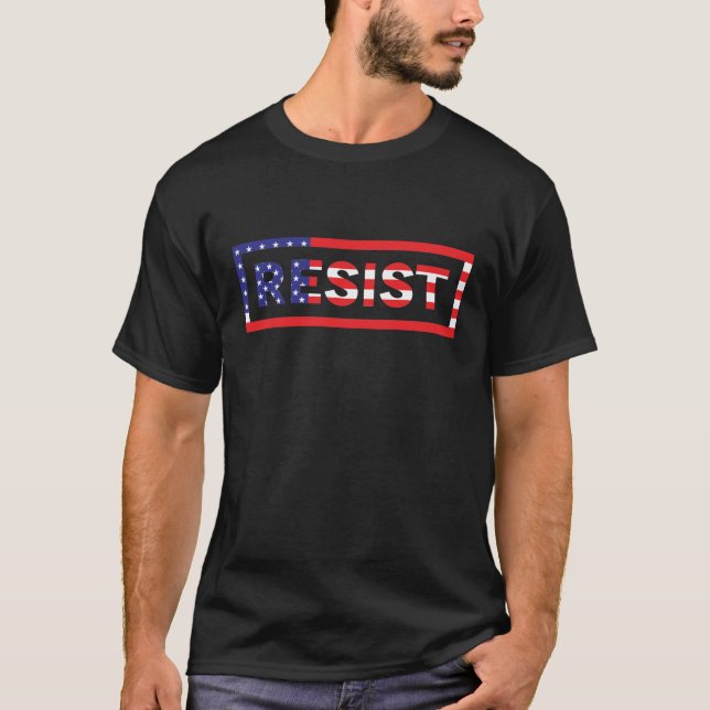 RESIST| Förenade Stater Flagga T Shirt (Framsida)