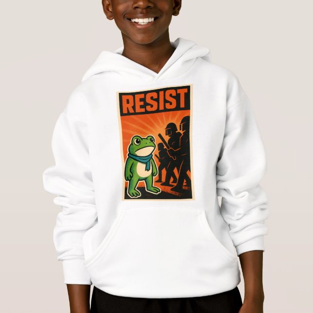 resist frog, frog resistance, portland frog t shirt (Framsida)