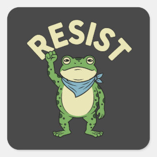 Resist Frog Illustration STICKER, Cute Protest Fro Fyrkantigt Klistermärke