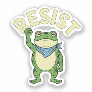 Resist Frog Illustration STICKER, Cute Protest Fro Klistermärken