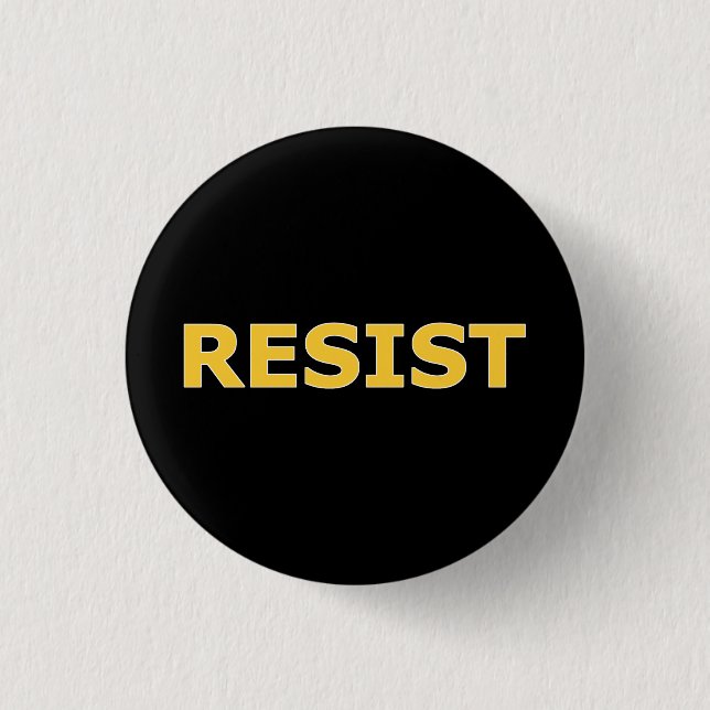 RESIST - Gult på svart Knapp (Framsida)