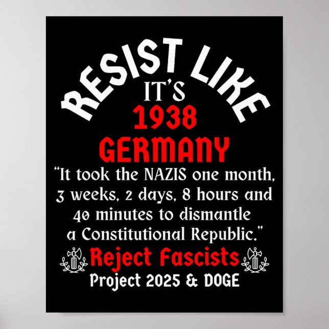 Resist Like It's 1938 Germany  Poster (Framsidan)