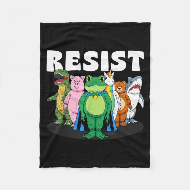 Resist No King Portland Frog Costume Activists Gro Fleecefilt (Framsidan)