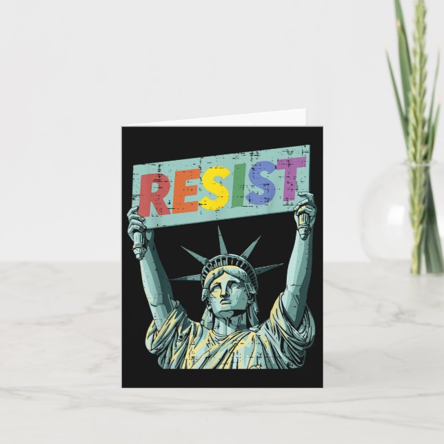Resist Rainbow Statue Liberty Protest Lgbt Gay Man Kort (Framsida)